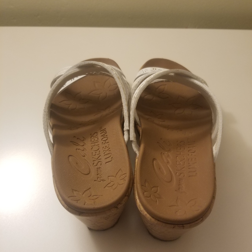 Skechers White Wedge Sandals - Picture 7 of 9